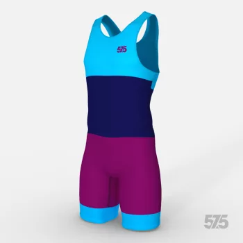 Birkózó mez férfi - Threestripe Dark Magenta - Blue